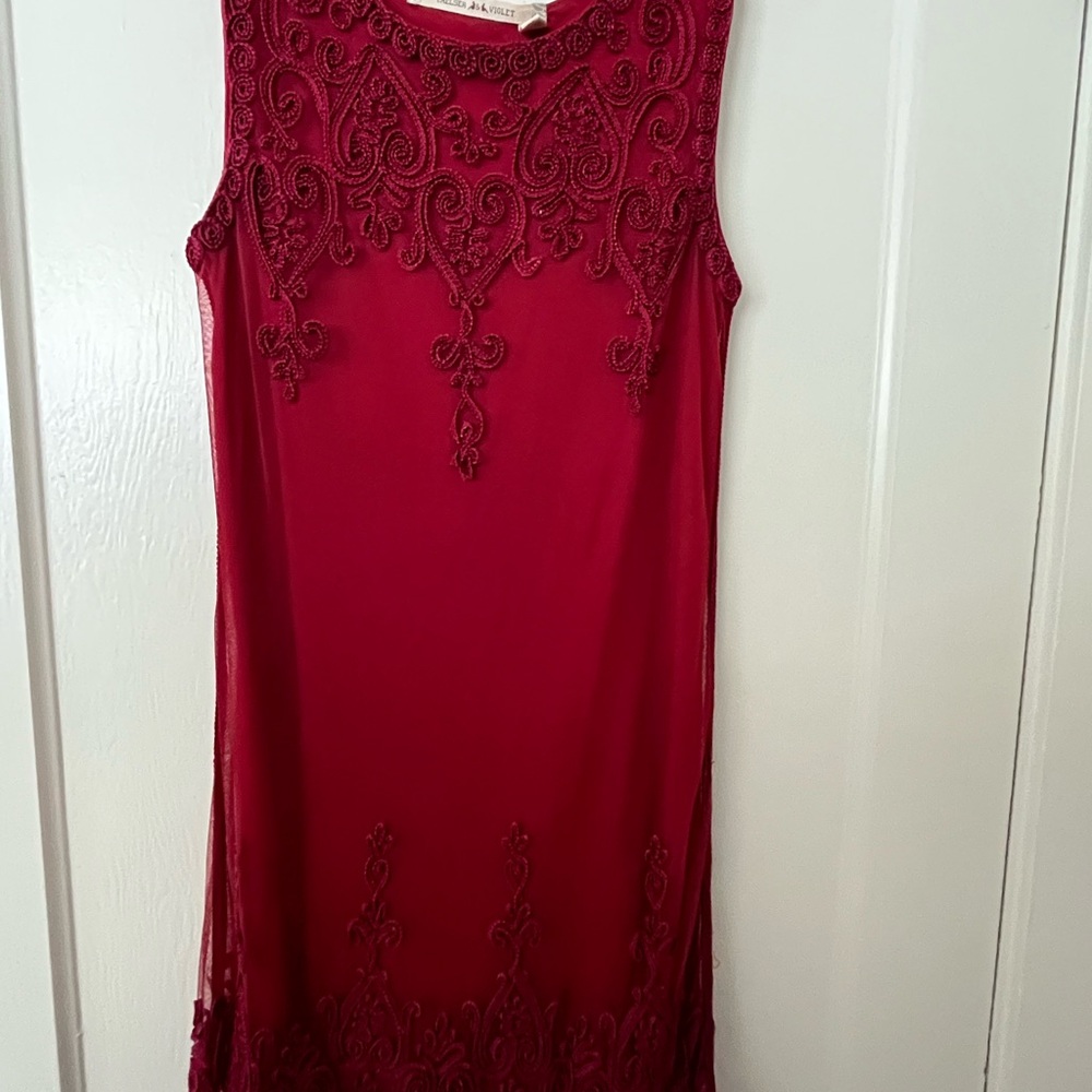 Chelsea & Violet Burgundy Embroidered Dress